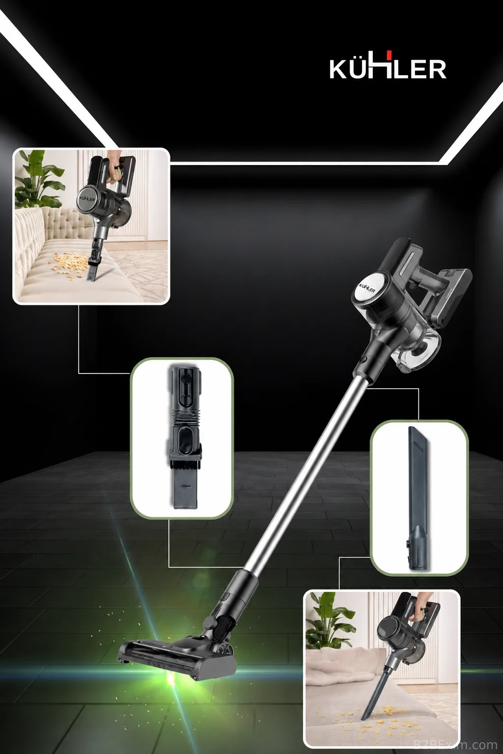 Wireless Turbo Brush Upright Rechargeable Vacuum Cleaner thumbnail 7