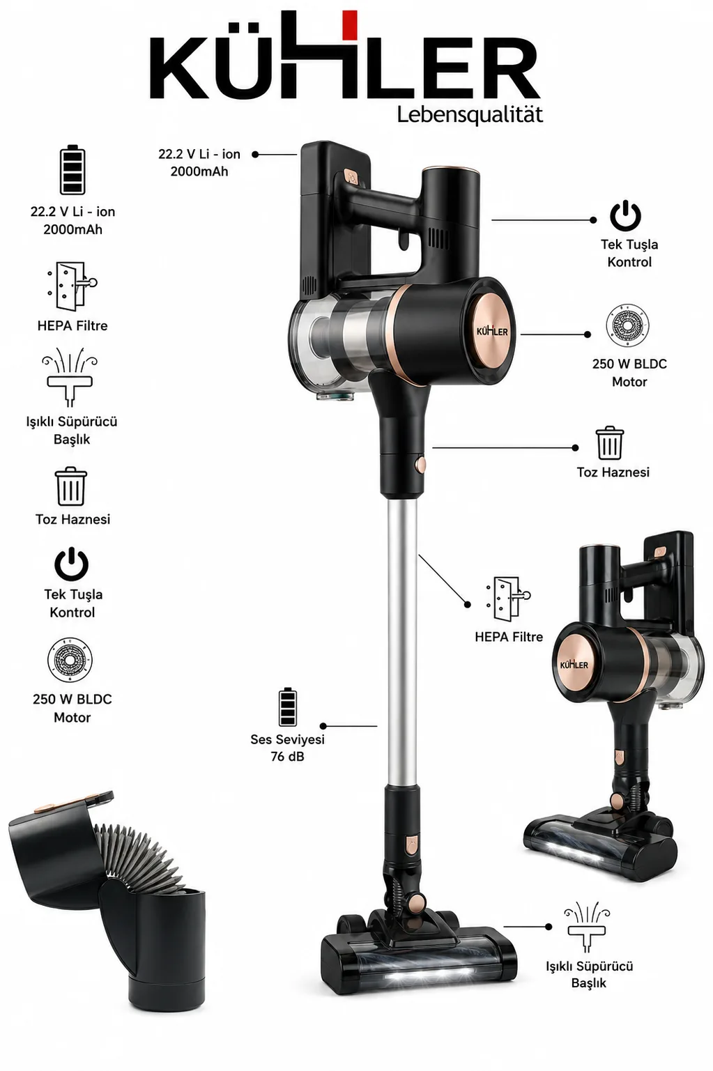 Vertical Cordless Rechargeable Vacuum Cleaner thumbnail 3